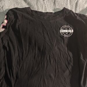 Hollister Black Long Sleeve Tee with Pink Accents